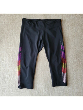 C9 by Champion Capri Legging Womens XL Black Multi Color Stripes Hi Rise Pocket